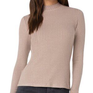 Liverpool Long Sleeve Ribbed Knit Top (tan)